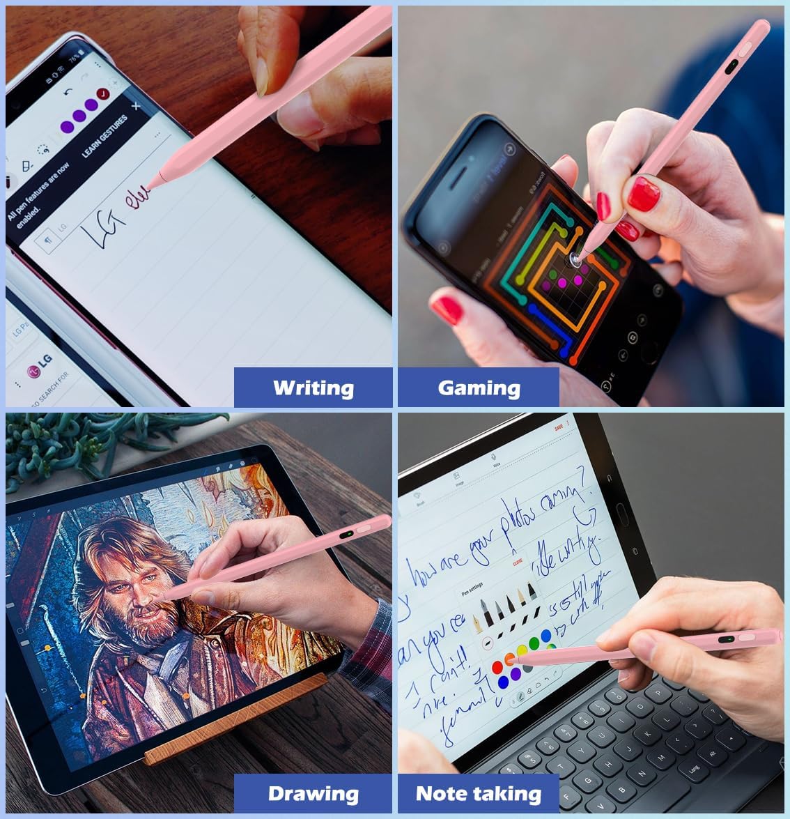 Active Digital Display Stylus Touch Pen Pink Capacitive Rechargeable Palm Rejection - ONV63 2100-5