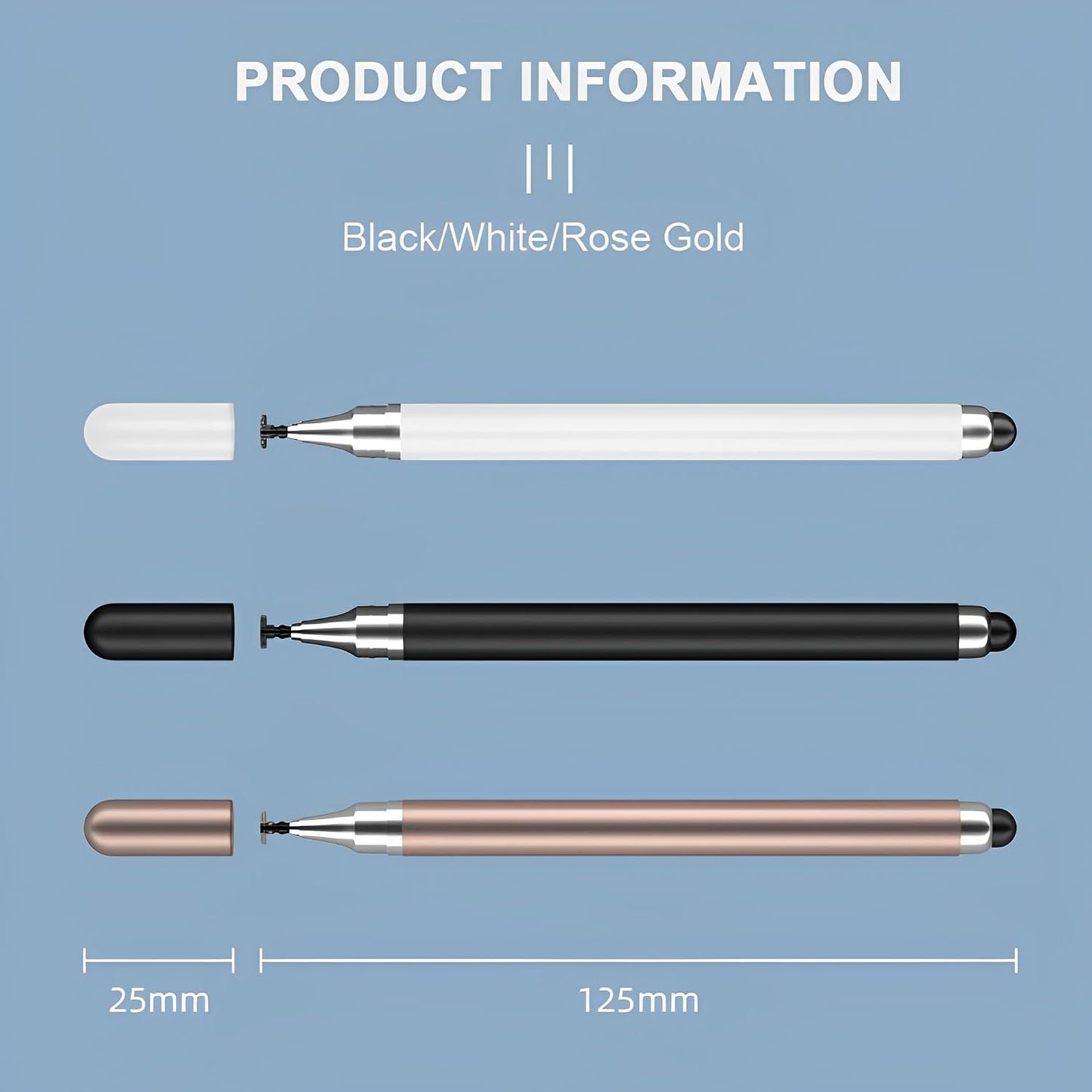 3 Pcs Stylus Touch Screen Pen Lightweight Plastic Black, White, Rose Gold - ONXW260 2621-7