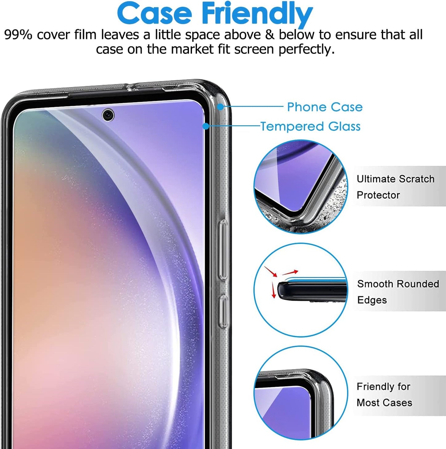 2 Pack Screen Protector Tempered Glass Full Cover HD Clear (Fingerprint Unlock) 9H Hardness - ON2XF09 2047-5