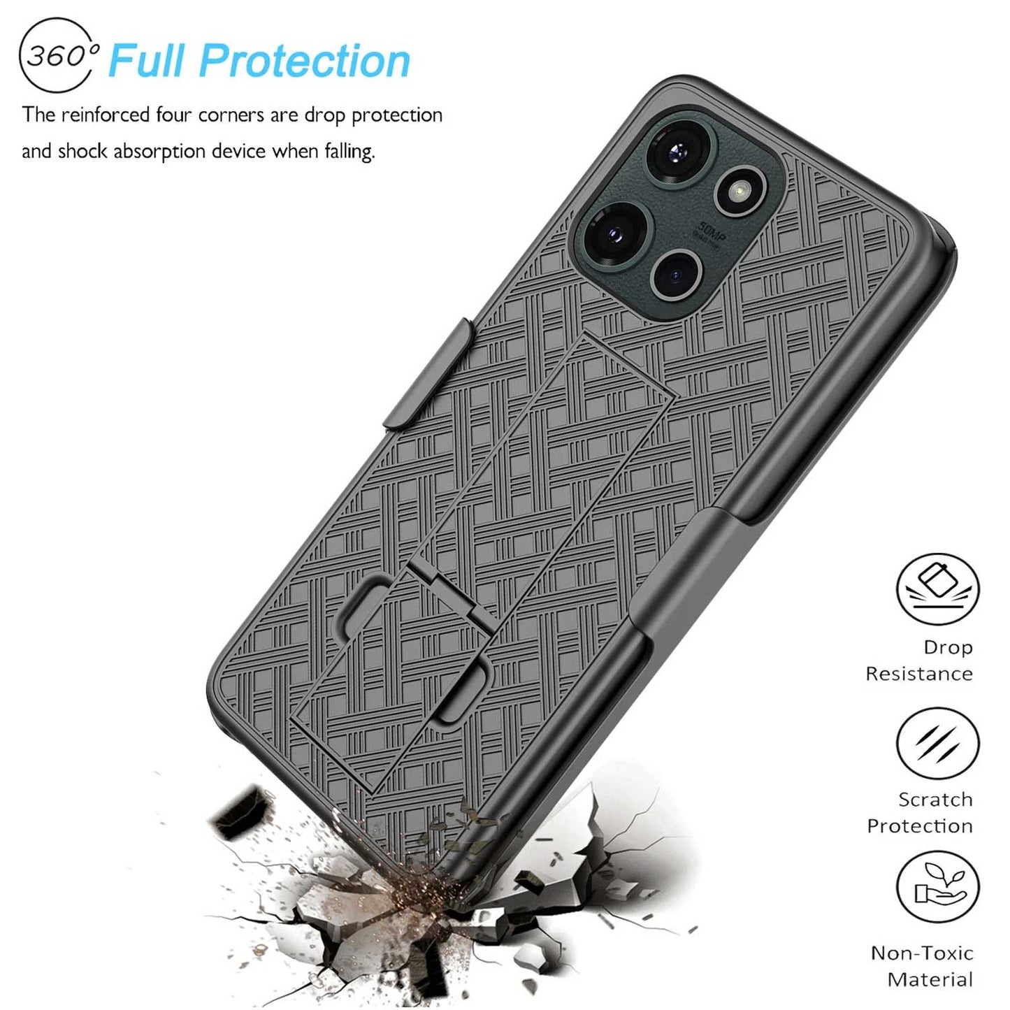 Case with Belt Clip Swivel Holster Combo Cover w Kickstand Armor Drop-Proof - ONM73 2217-7