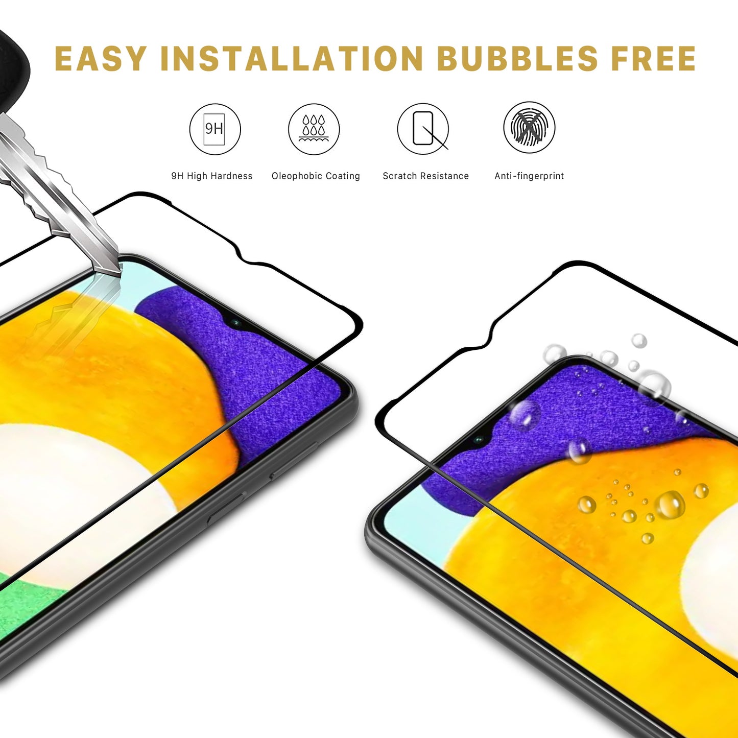 2 Pack Screen Protector Tempered Glass HD Clear Full Cover (Fingerprint Unlock) 9H Hardness - ON2XF14 2046-5