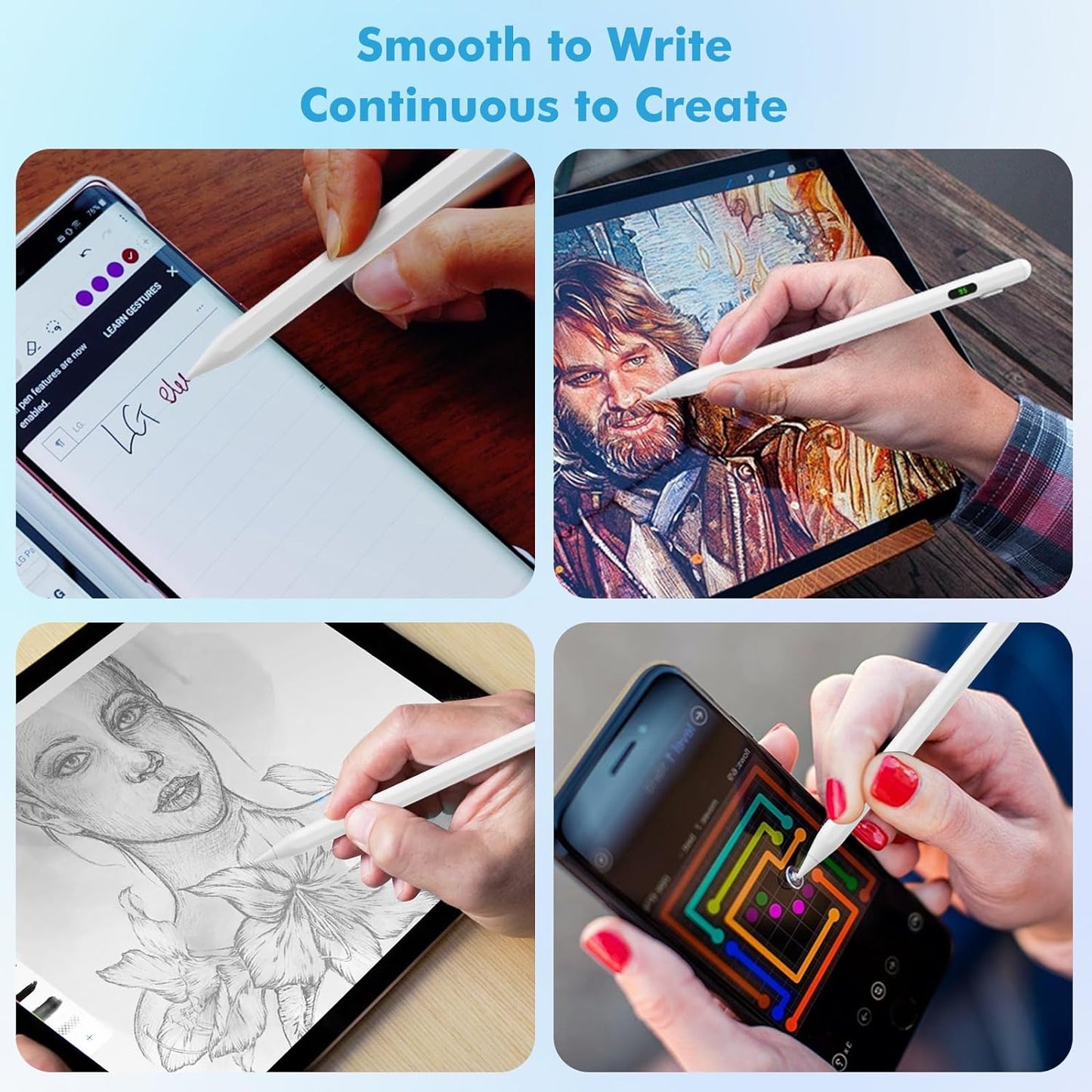 Active Digital Display Stylus Touch Pen Capacitive Rechargeable Palm Rejection - ONV62 2099-6