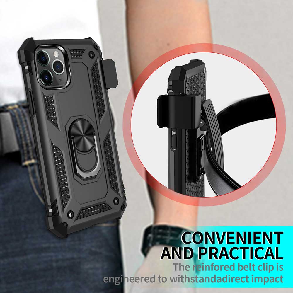 Case Belt Clip Holster Swivel Metal Ring Cover Kickstand Armor - ONE17 2202-10