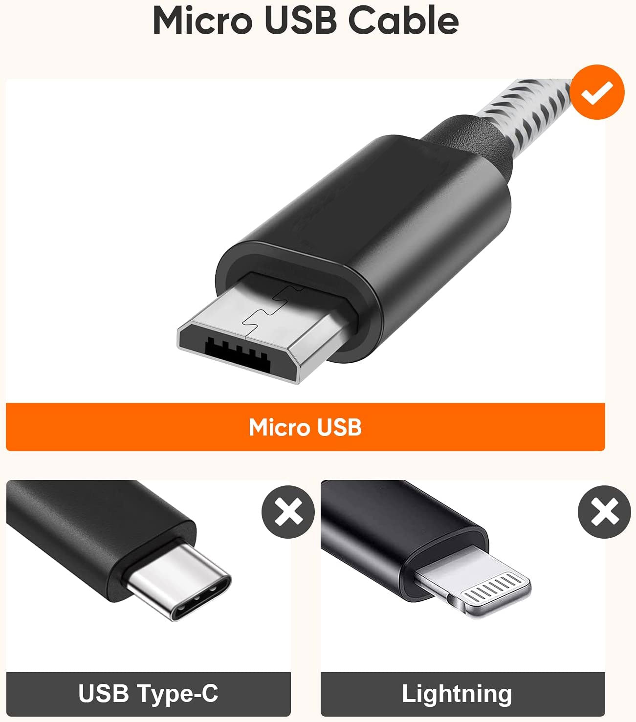 6ft USB Cable MicroUSB Charger Cord Power Wire 282-5