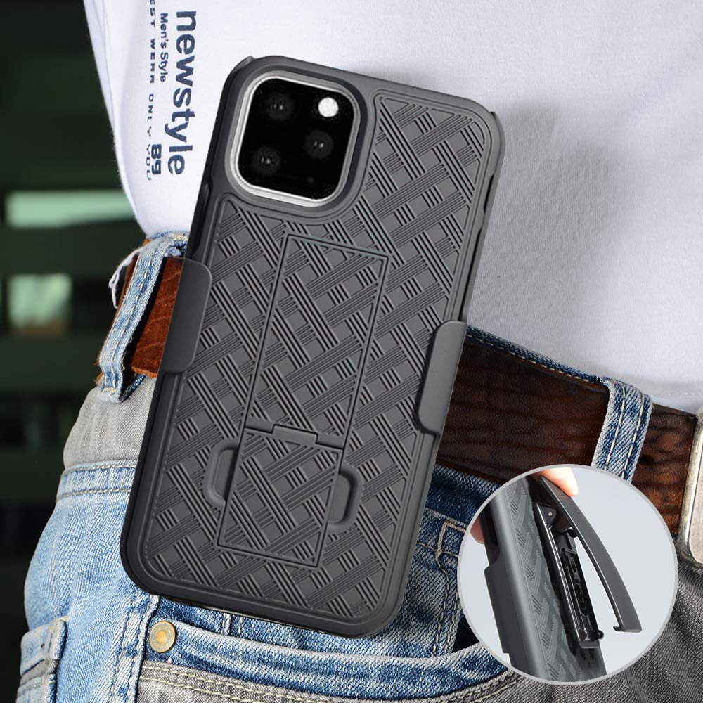 Belt Clip Case and 3 Pack Screen Protector Swivel Holster Tempered Glass Kickstand Cover 5D Touch Curved Edge - ONM90+3R50 1942-10