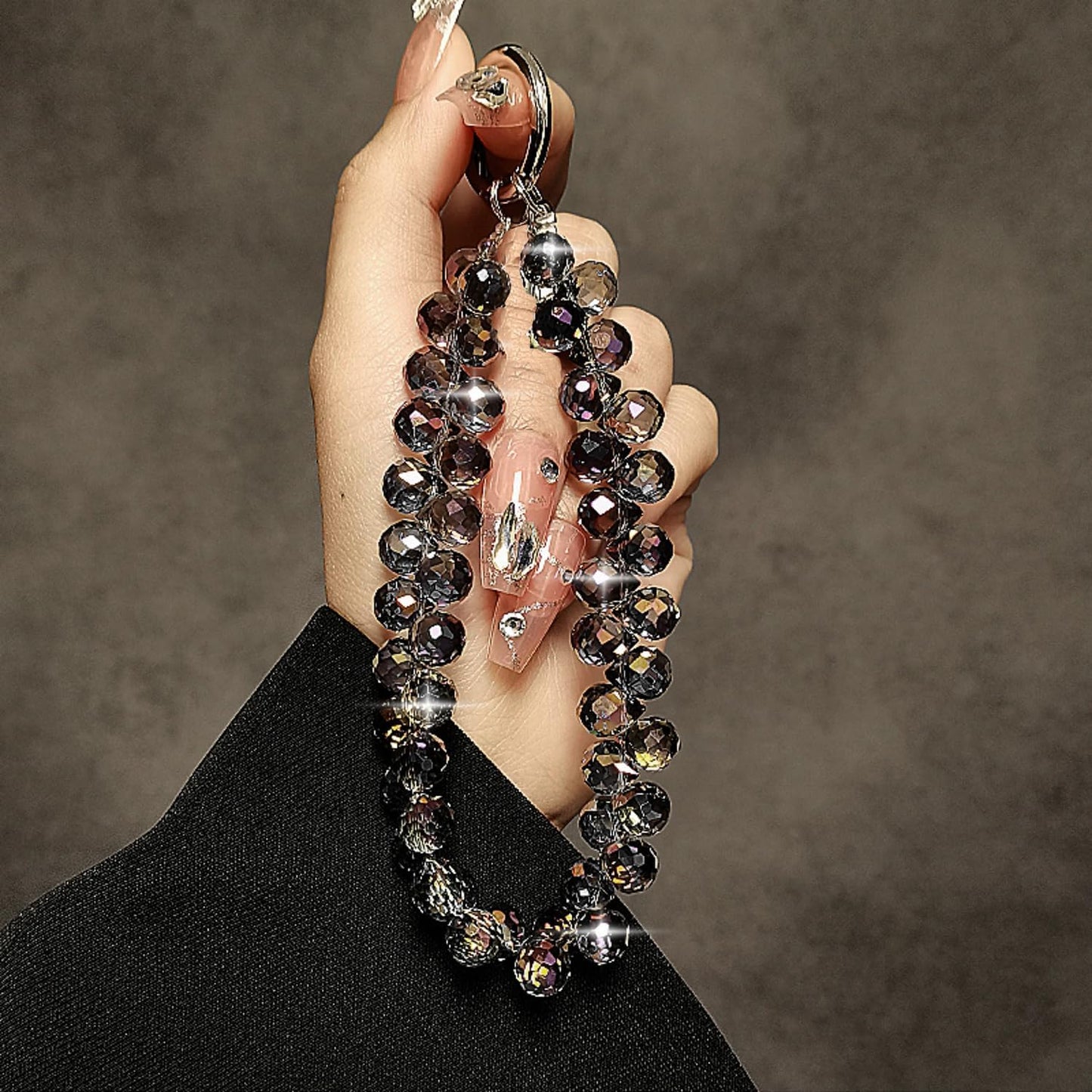 Beaded Phone Lanyard Wrist Strap For Phone Cases Black - ONXW281 2642-6