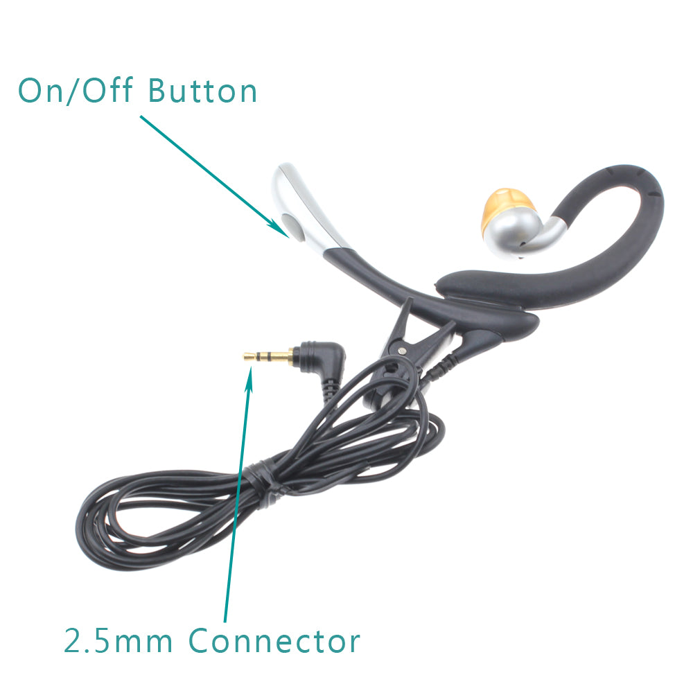 Wired Earphone with Boom Mic Over-the-ear 3.5mm Adapter Single Earbud Headphone - ONC37+S06 1992-5