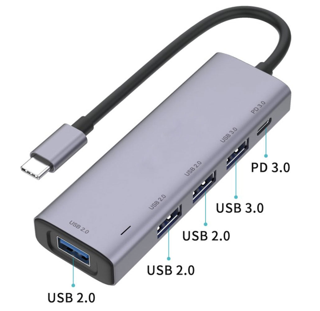 5-in-1 Adapter USB Hub USB-C Charger Port USB Splitter TYPE-C PD Port - ONL53 2013-3