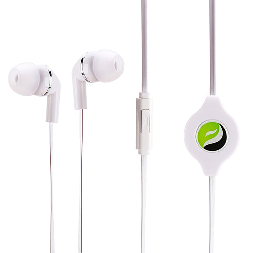 Retractable Earphones Headphones Hands-free Headset 3.5mm w Mic Earbuds