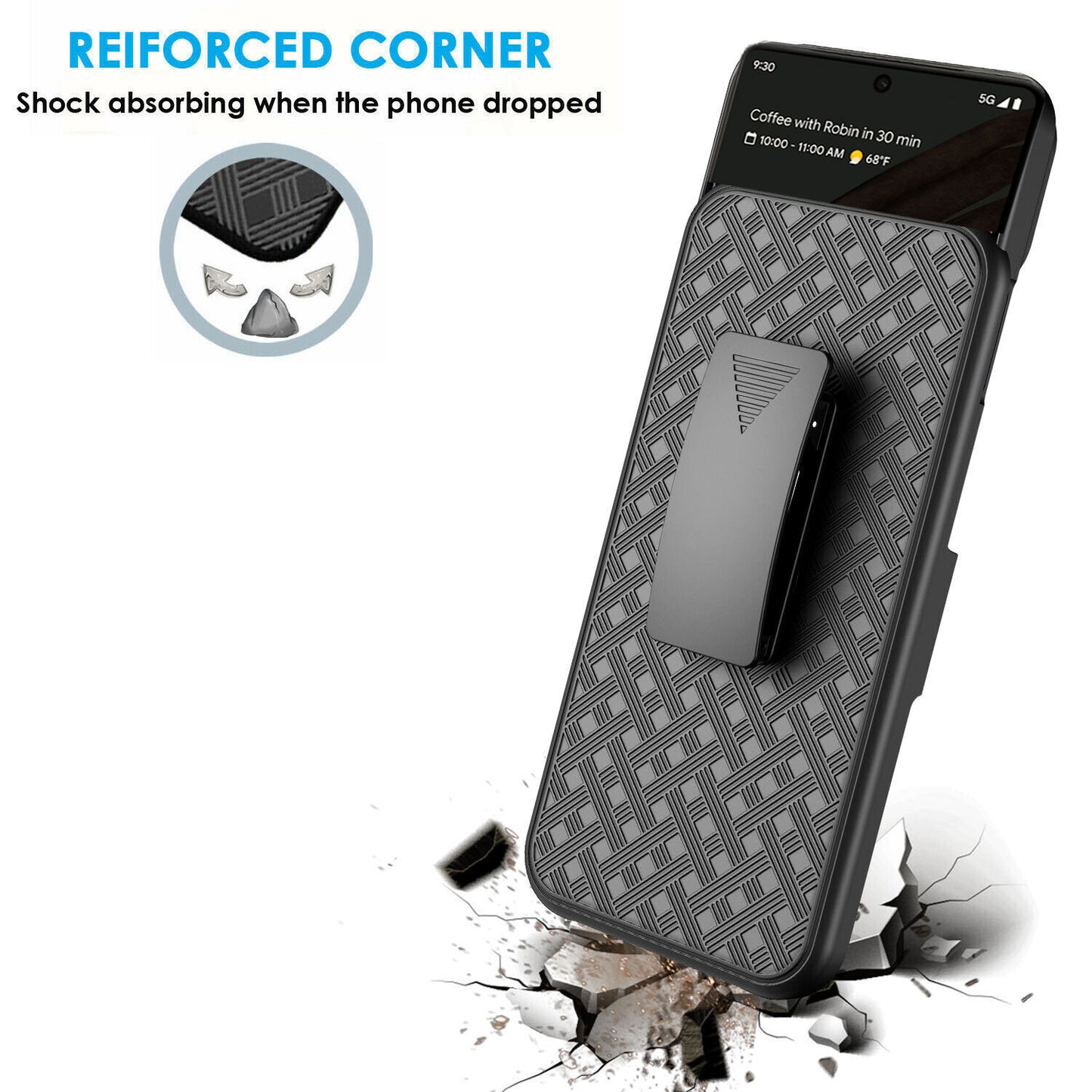 Belt Clip Case and Fast Home Charger Combo Swivel Holster PD Type-C Power Adapter 6ft Long USB-C Cable Kickstand Cover 2-Port Quick Charge - ONY34+G88