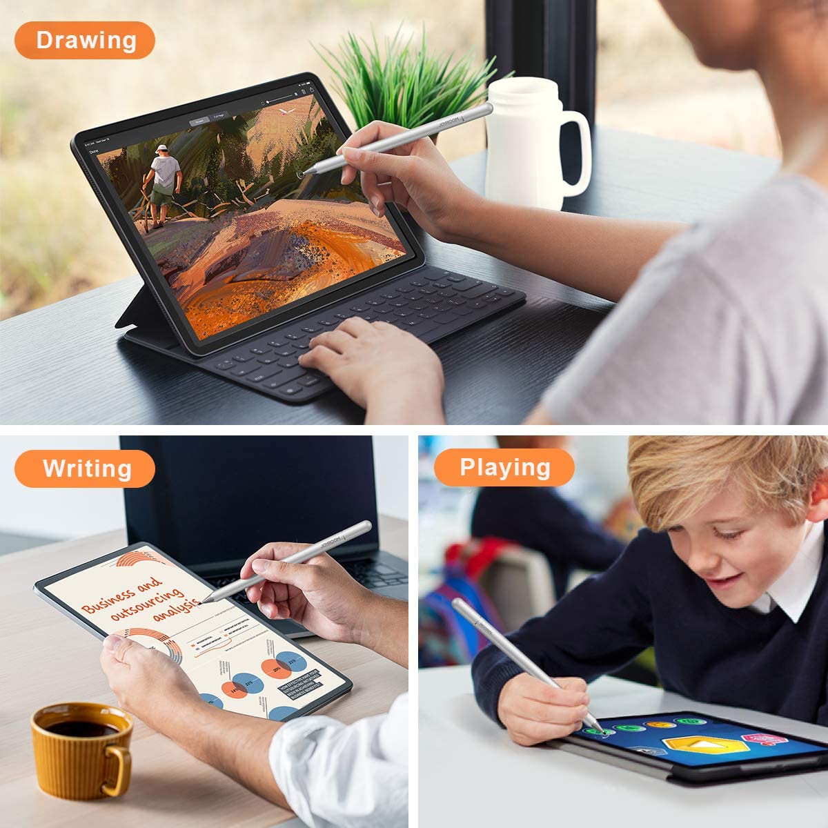 Stylus Touch Screen Pen Fiber Tip Aluminum Lightweight Silver Color - ONZ81