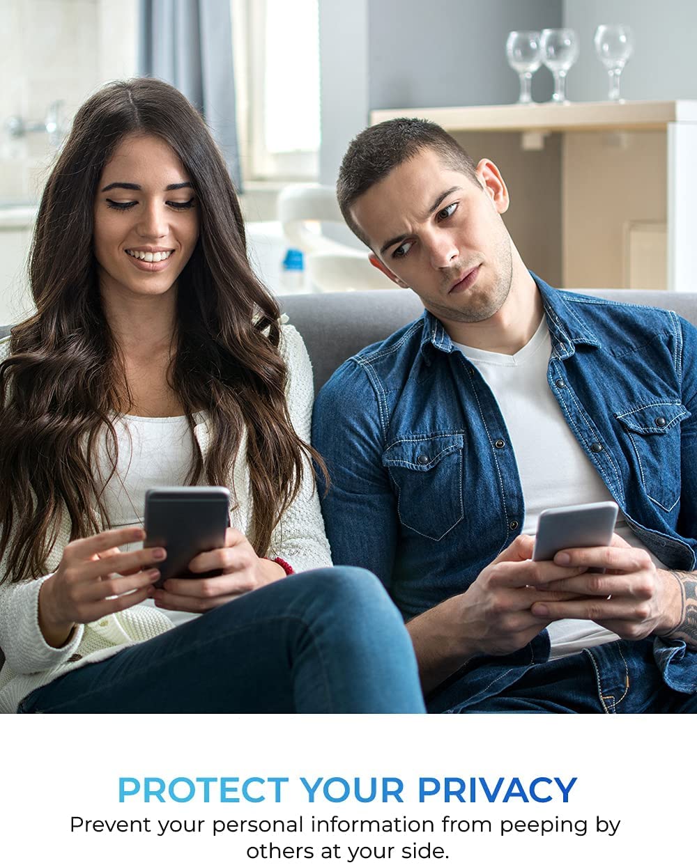 Belt Clip Case and 3 Pack Privacy Screen Protector Swivel Holster Tempered Glass Kickstand Cover Anti-Spy Anti-Peep - ONA49+3Z26