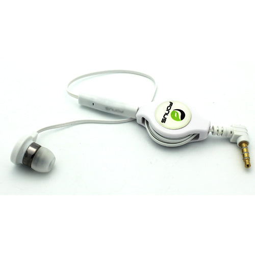 Retractable Mono Earphone Headphone 3.5mm w Mic Headset Handsfree Earbud