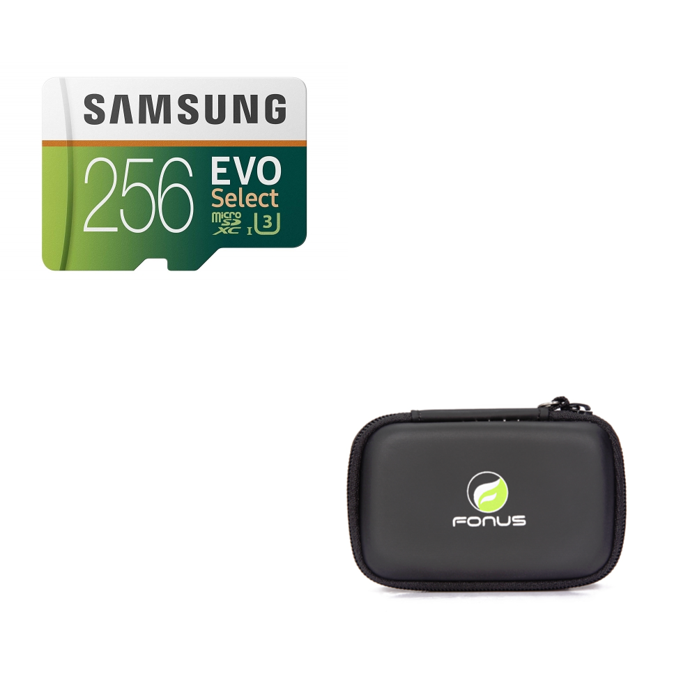 Samsung 256GB High Speed MicroSDHC Memory Card + Headset Carrying Case Bag Zipper Enclosure Inner Pocket and Durable Exterior