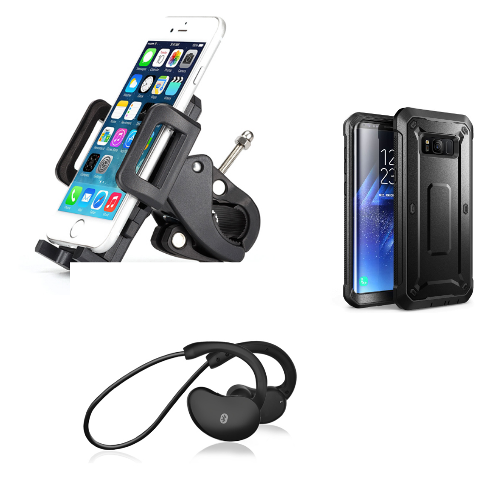 FONUS Bicycle Holder + Neck-band Sports Wireless Headset + Shock Resistant Rugged Holster Cover