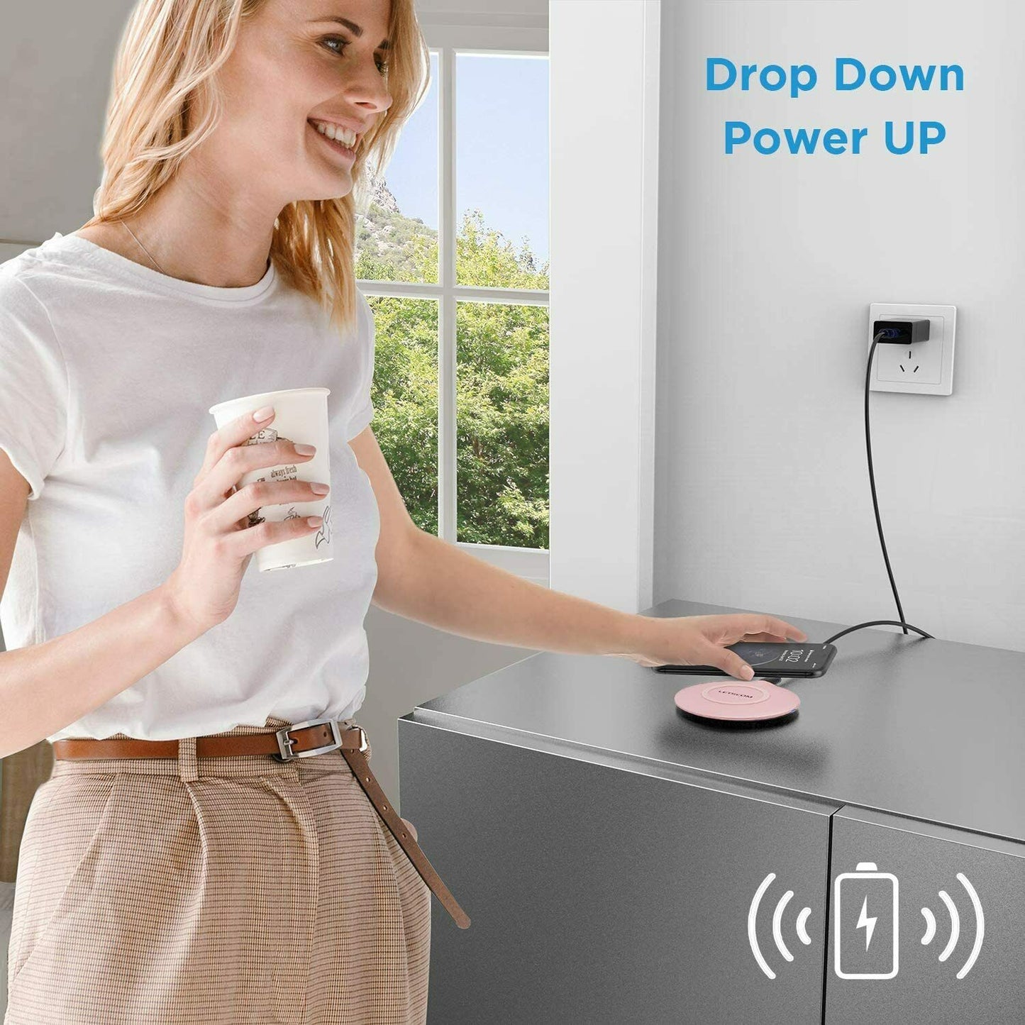 15W Wireless Charger Fast Pink Charging Pad Slim Quick Charge - ONWH2