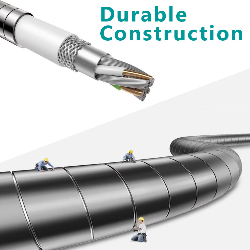 Metal USB Cable 3ft Charger Cord Power Wire MicroUSB