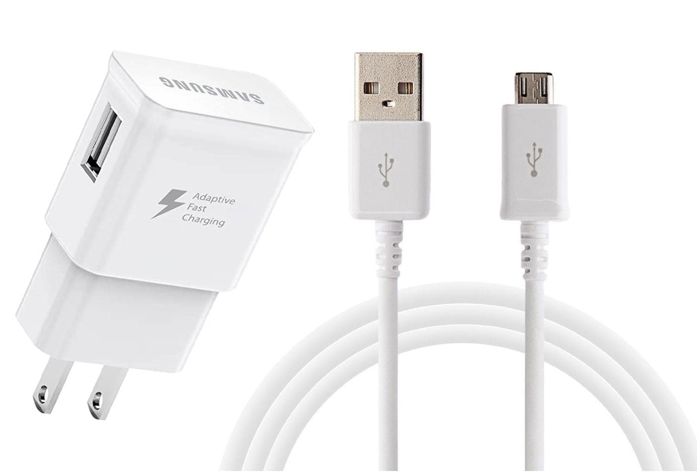 Samsung Adaptive Fast Charging Wall Plug (White) - EP-TA20JWE With Cable For Phones & Tablets
