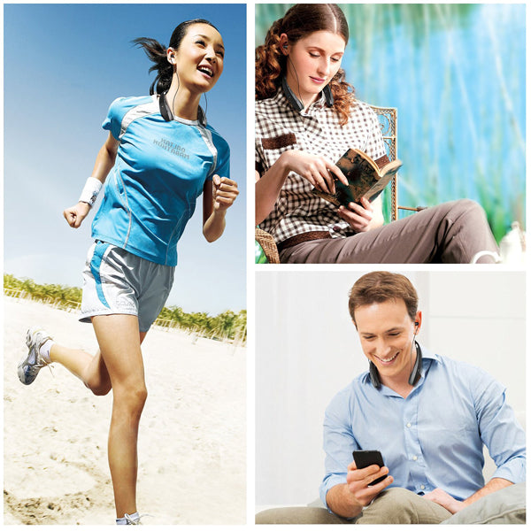 Wireless Headphones Sports Earphones With Microphone Folding Retractable Neckband Headset