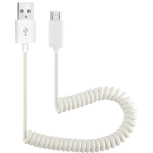 USB Cable Coiled MicroUSB Charger Cord Power