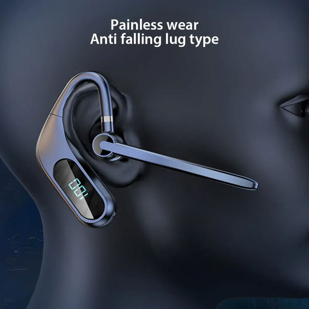 Wireless Earphone Ear-hook Headphone Boom Mic Handsfree Single Headset - ONY47