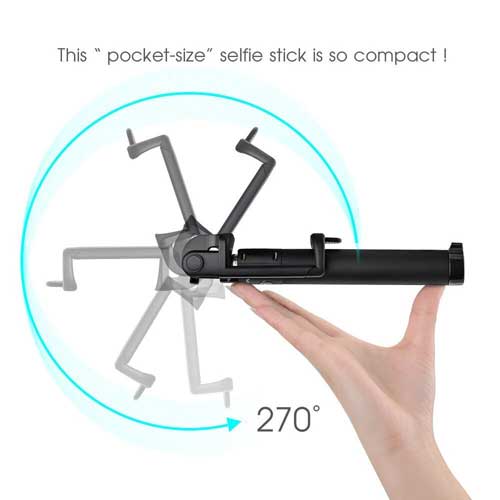 Wired Selfie Stick Monopod Remote Shutter Built-in Self-Portrait Extendable