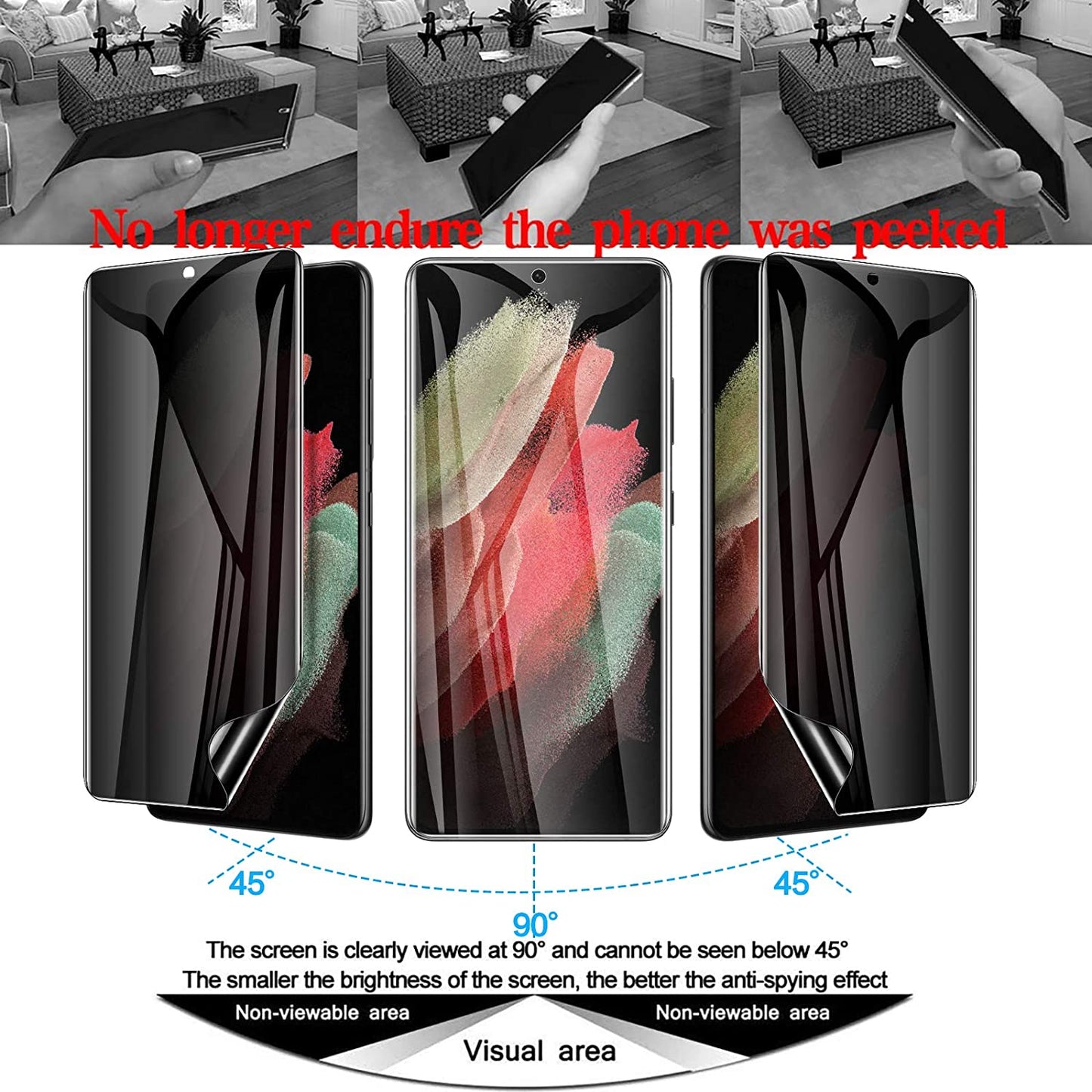 Privacy Screen Protector TPU Film Anti-Peep Anti-Spy Case Friendly - ONZ24