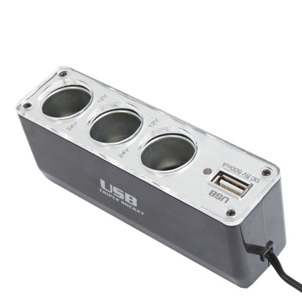 Car Charger Splitter DC Socket USB Port Power Adapter Vehicle
