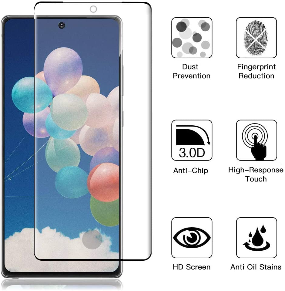 3 Pack Screen Protector Tempered Glass (Fingerprint Unlock) 3D Curved Edge Full Cover HD Clear - ON3E92