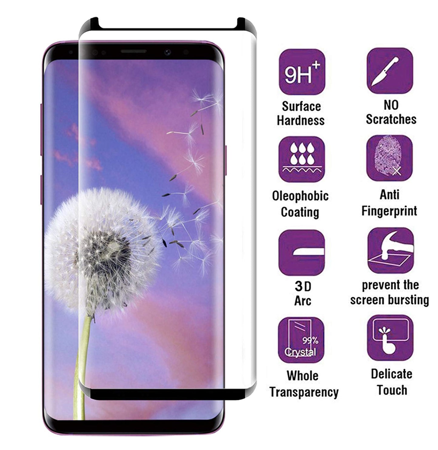 Screen Protector Tempered Glass 5D Touch Curved Edge Full Cover Bubble Free