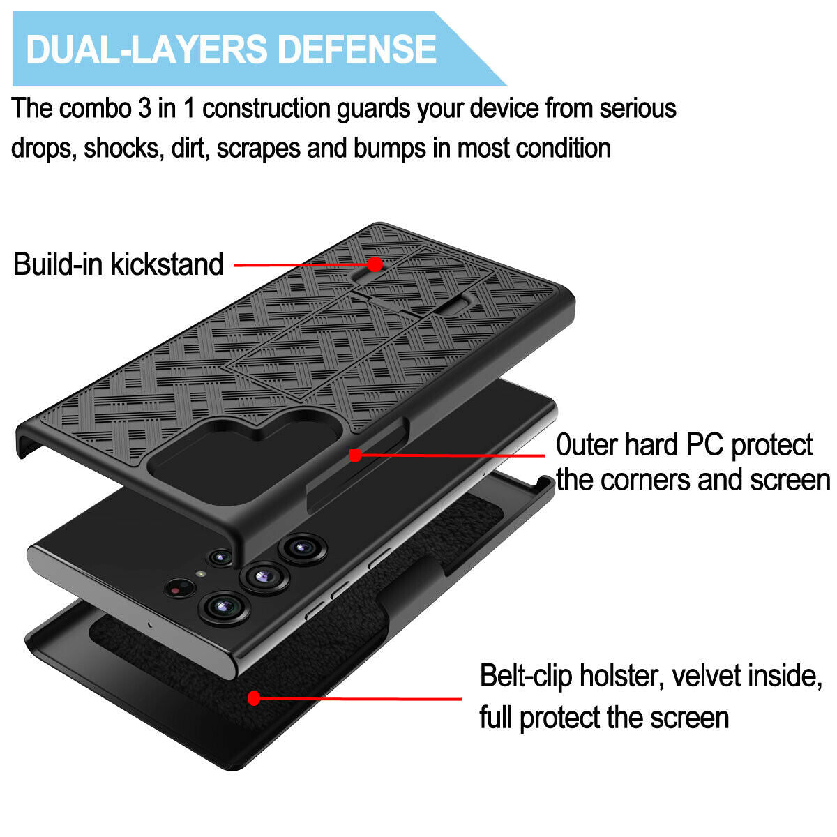 Case Belt Clip Holster Swivel Cover Kickstand Armor - ONZ53