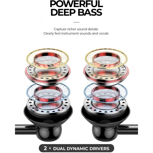 Wired Earphones Hi-Fi Sound Headphones Handsfree Mic Headset Metal Earbuds - ONJ22