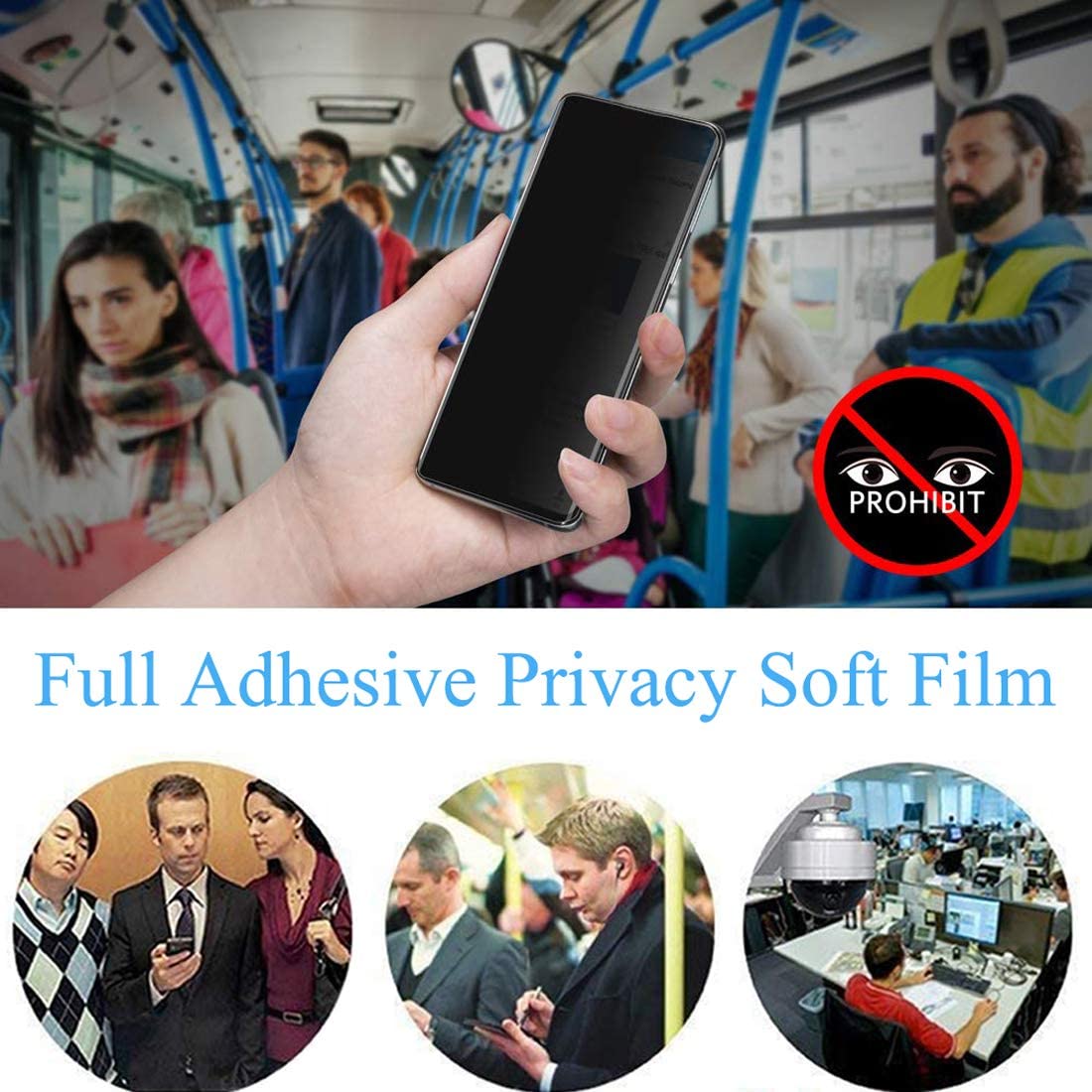 3 Pack Privacy Screen Protector TPU Film Fingerprint Works Anti-Peep Anti-Spy 3D Edge - ON3Z23
