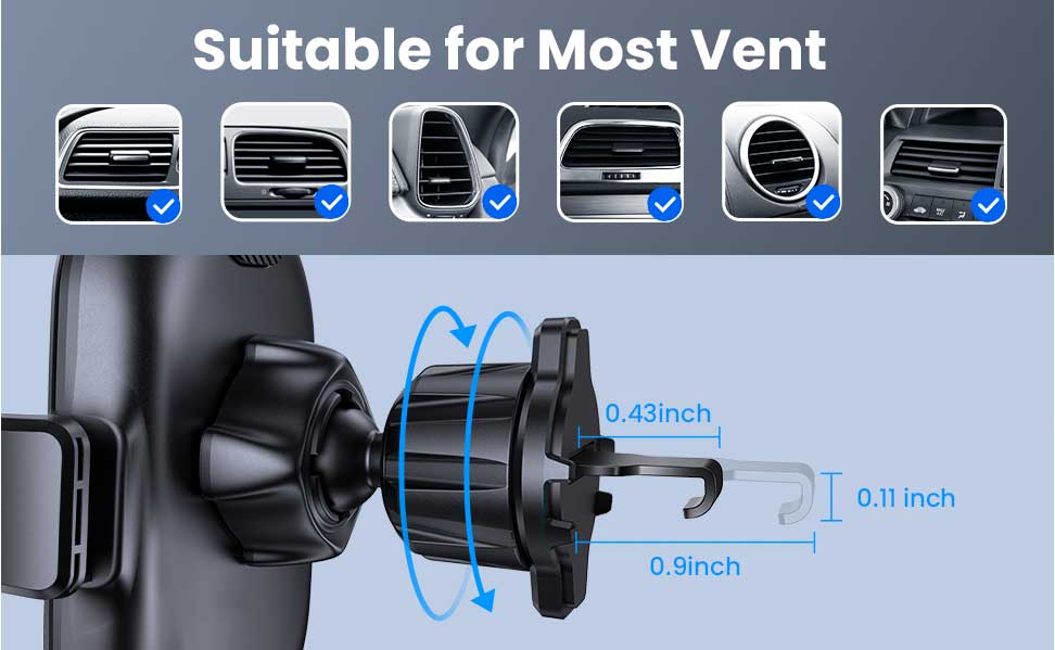Car Mount Air Vent Phone Holder Swivel Cradle Strong Grip - ONY98