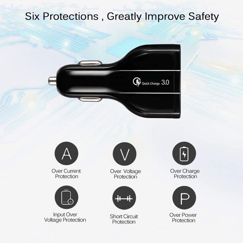 Quick Car Charger 48W 3-Port USB Type-C Port Power Adapter