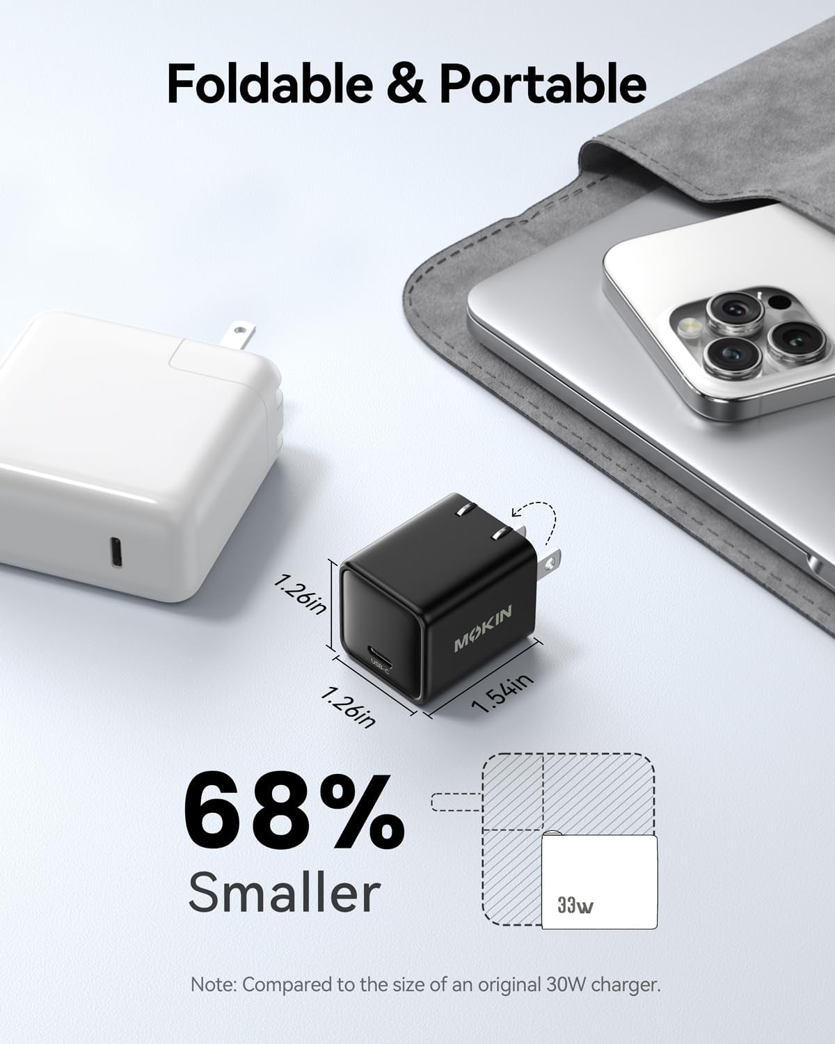 33W Wall Charger Adaptive Fast USB-C Port Power Adapter Foldable Plug  - ONXW237 2593-4