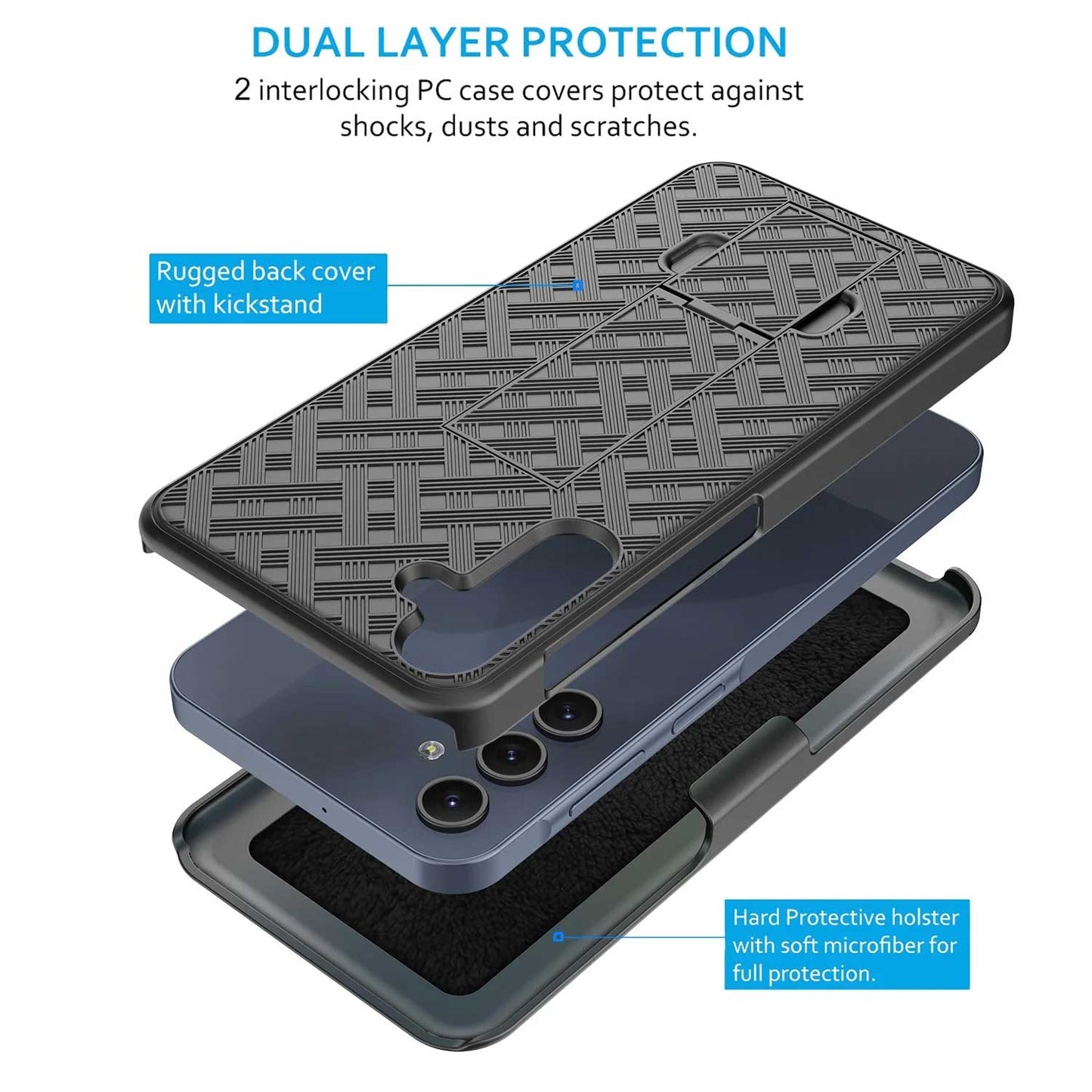 Case with Belt Clip Swivel Holster Combo Cover w Kickstand Armor Drop-Proof  - ONC34 2200-5