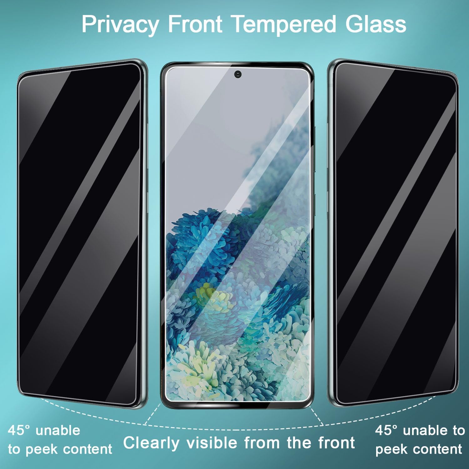 2 Pack Privacy Screen Protector Tempered Glass Anti-Spy 9H Hardness Anti-Peep 3D Edge  - ON2V60 2090-2