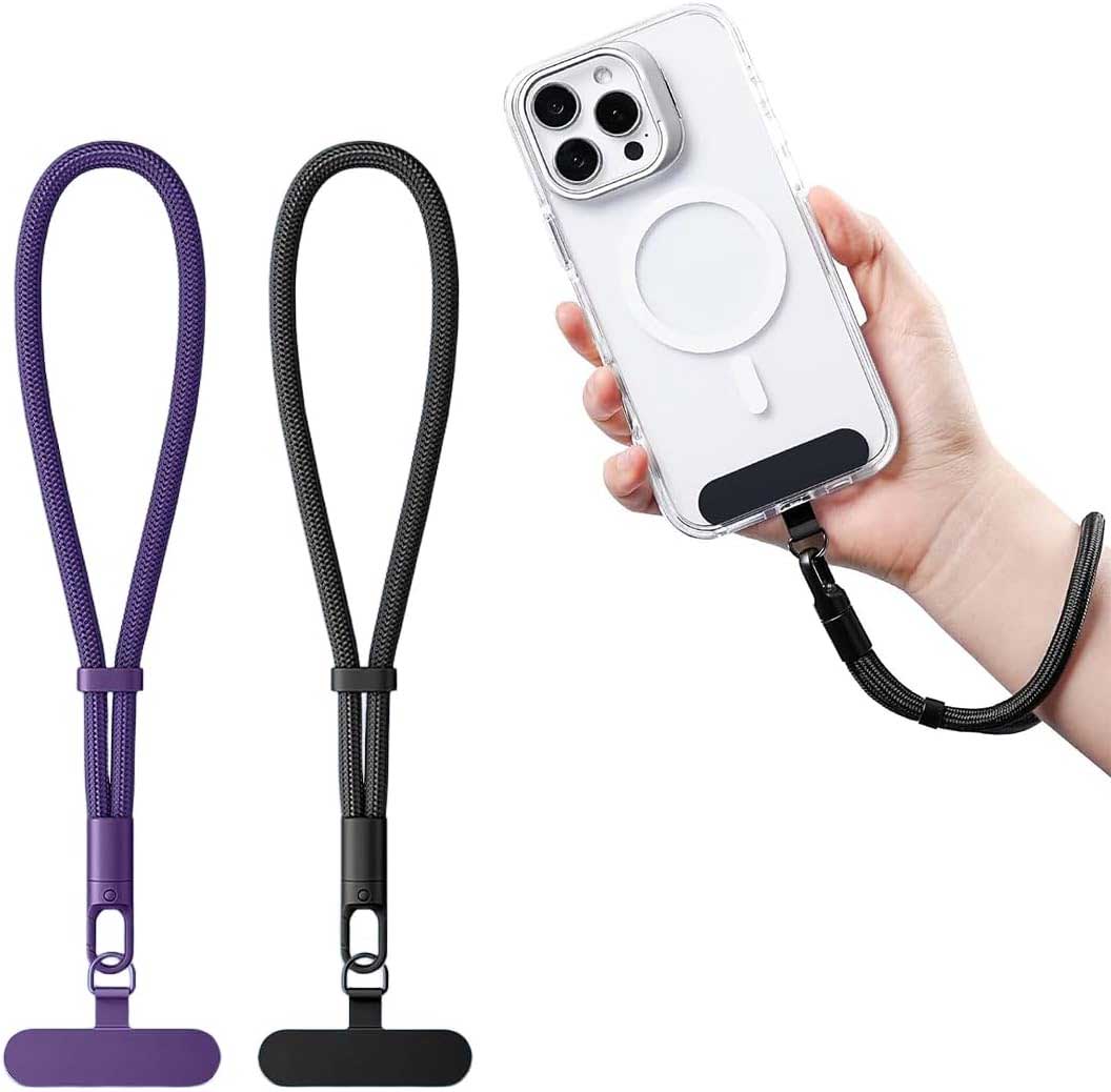 2 Pack Phone Lanyard Adjustable Wrist Straps  For Phone Cases  Black, Purple  - ONXW261 2622-1