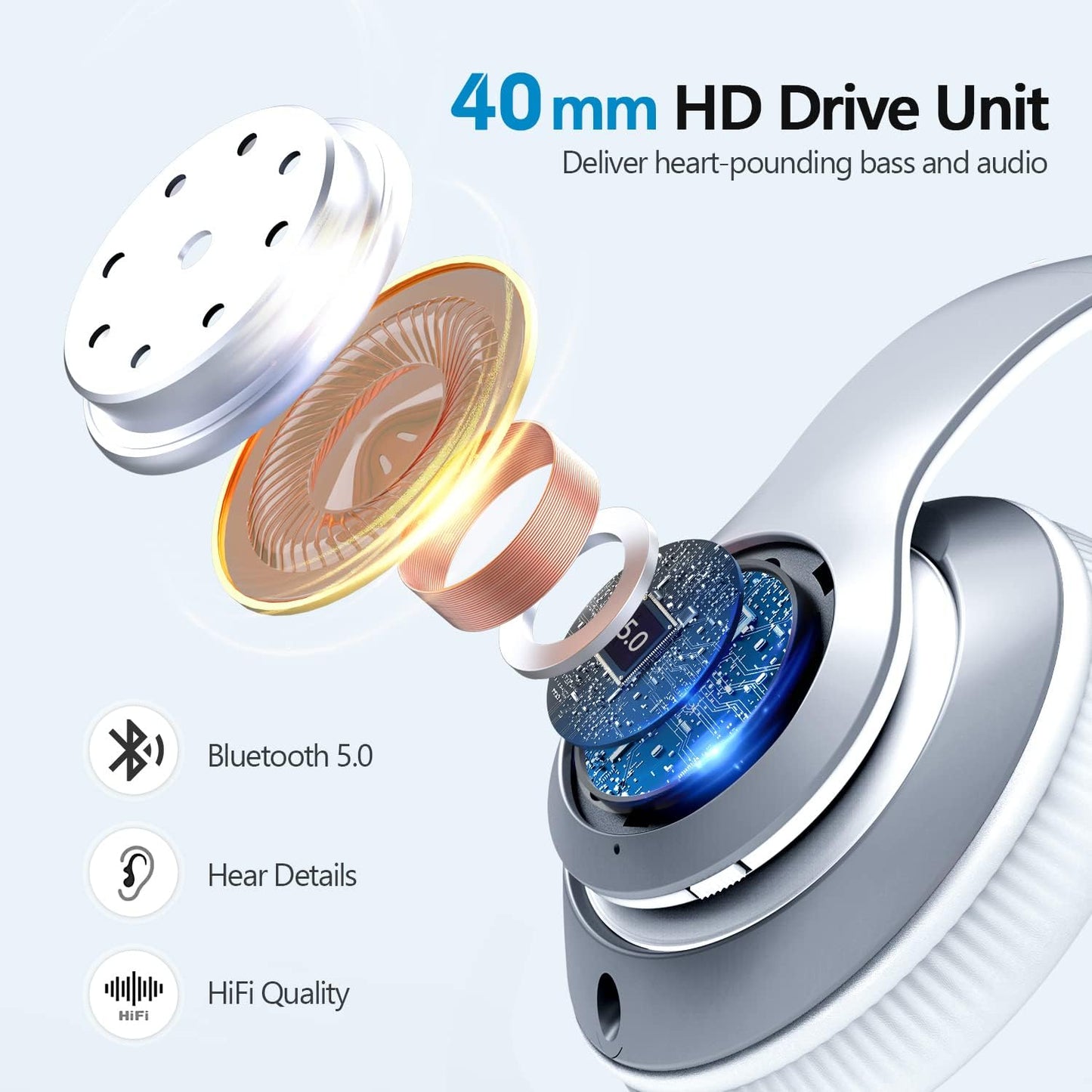 Wireless Headphones Foldable Headset w Mic Earphones Earbuds  - ONXW130 2478-6