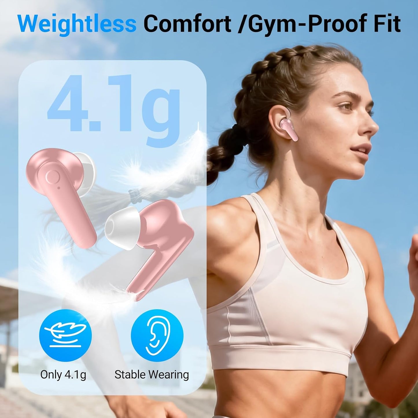 Pink TWS Earphones Wireless Earbuds Headphone True Stereo Headset  - ONXW185 2534-5