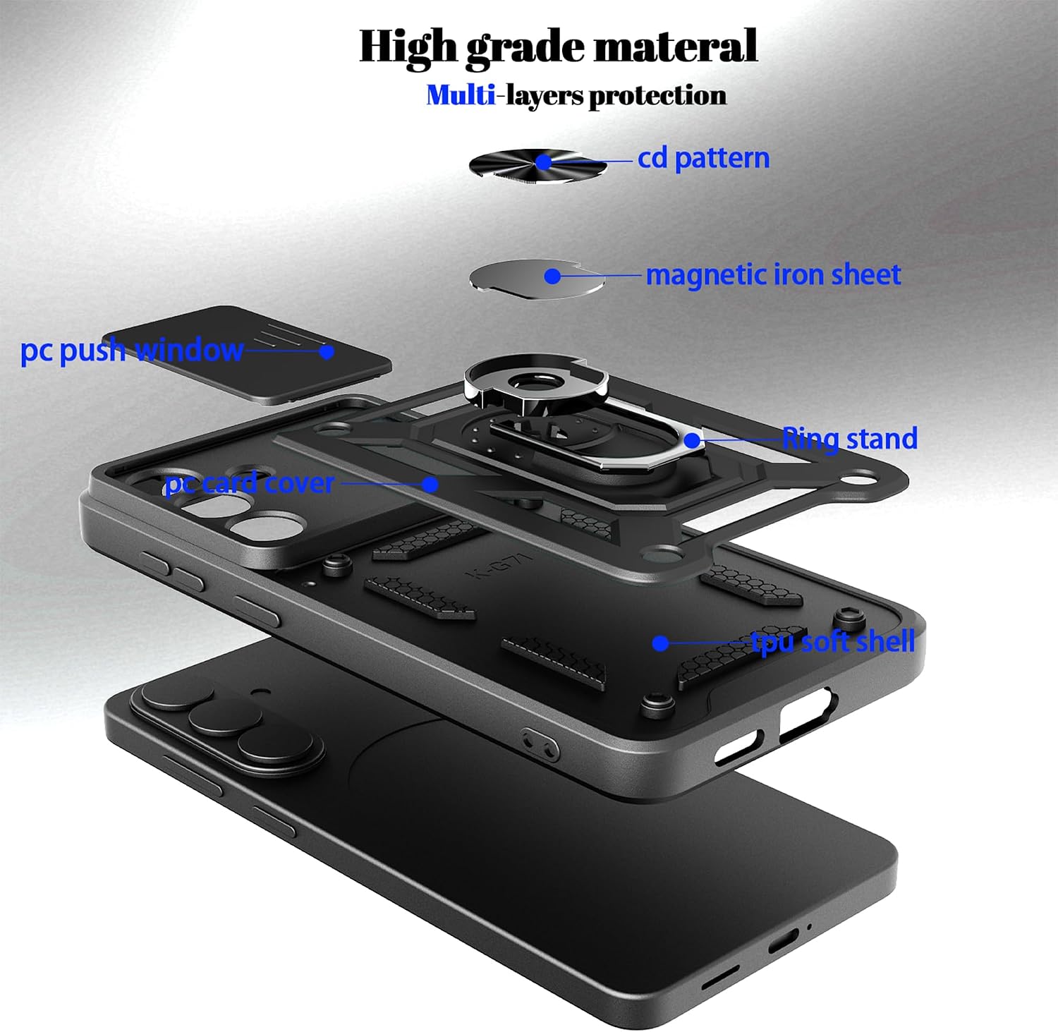 Hybrid Case Cover Metal Ring  Lens Protects  Kickstand Shockproof Armor  - ONXW35 2371-2