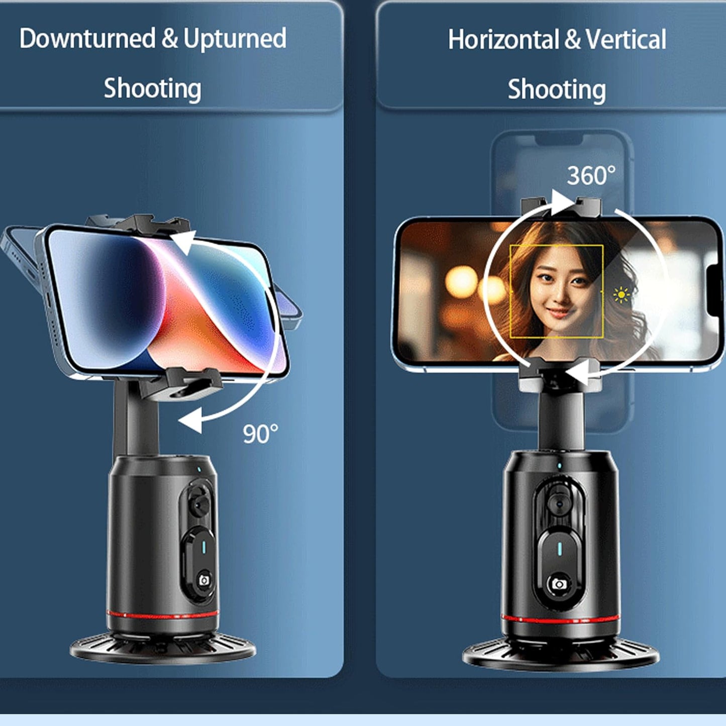 Auto Face Tracking Holder Phone Stand 360-degree Rotation Tripod Smart Camera Shooting Rechargeable Remote Shutter  - ONXW125 2473-7