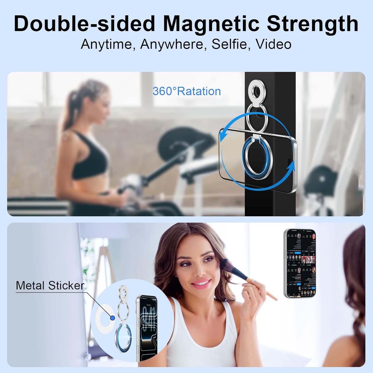 Metal Magnetic Ring Phone Holder Kickstand Folding Desk Stand Silver Color  - ONXW220 2570-2