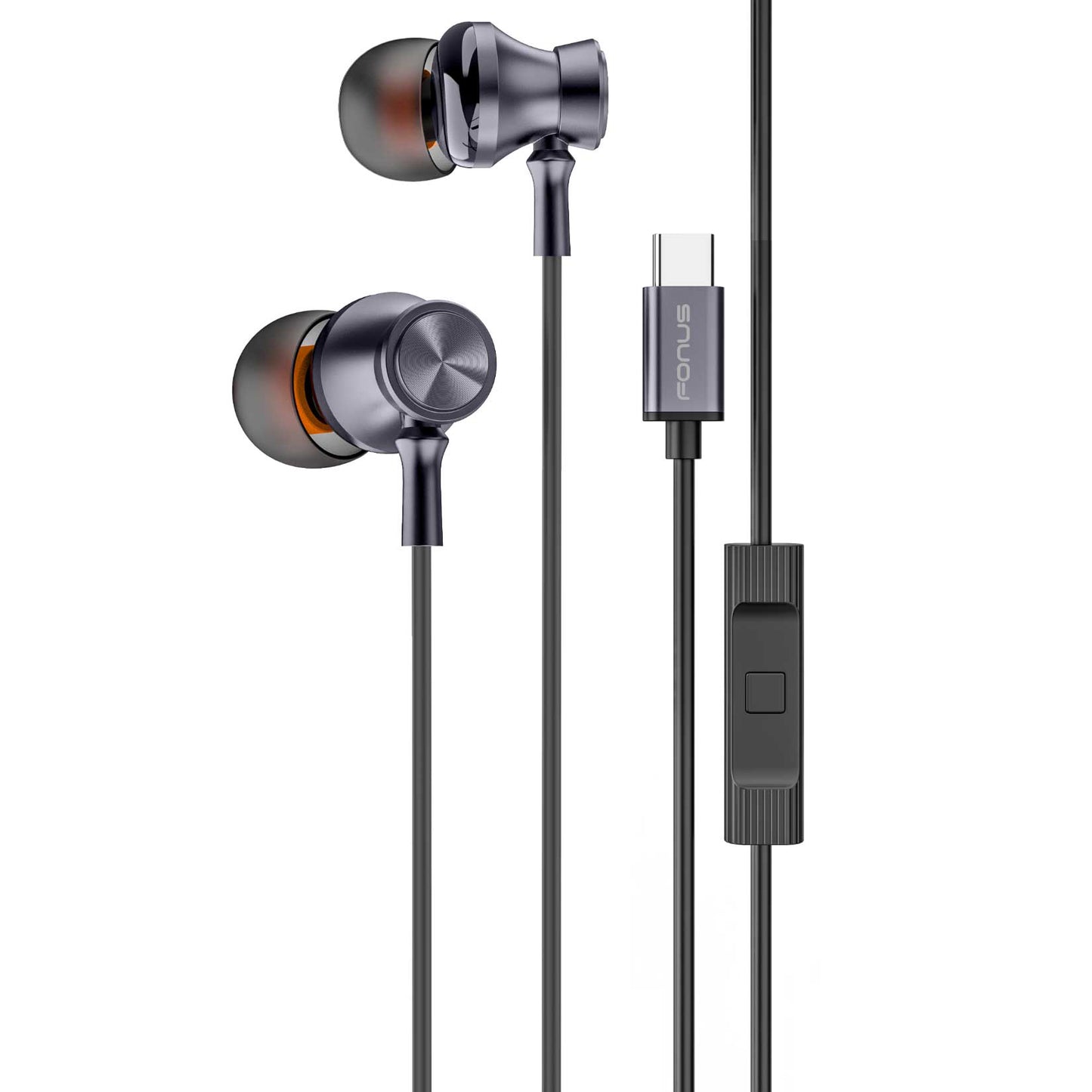 Wired TYPE-C Earphones USB-C Earbuds Magnetic Headphone w Mic Headset Earpieces  - ONC96 2575-1
