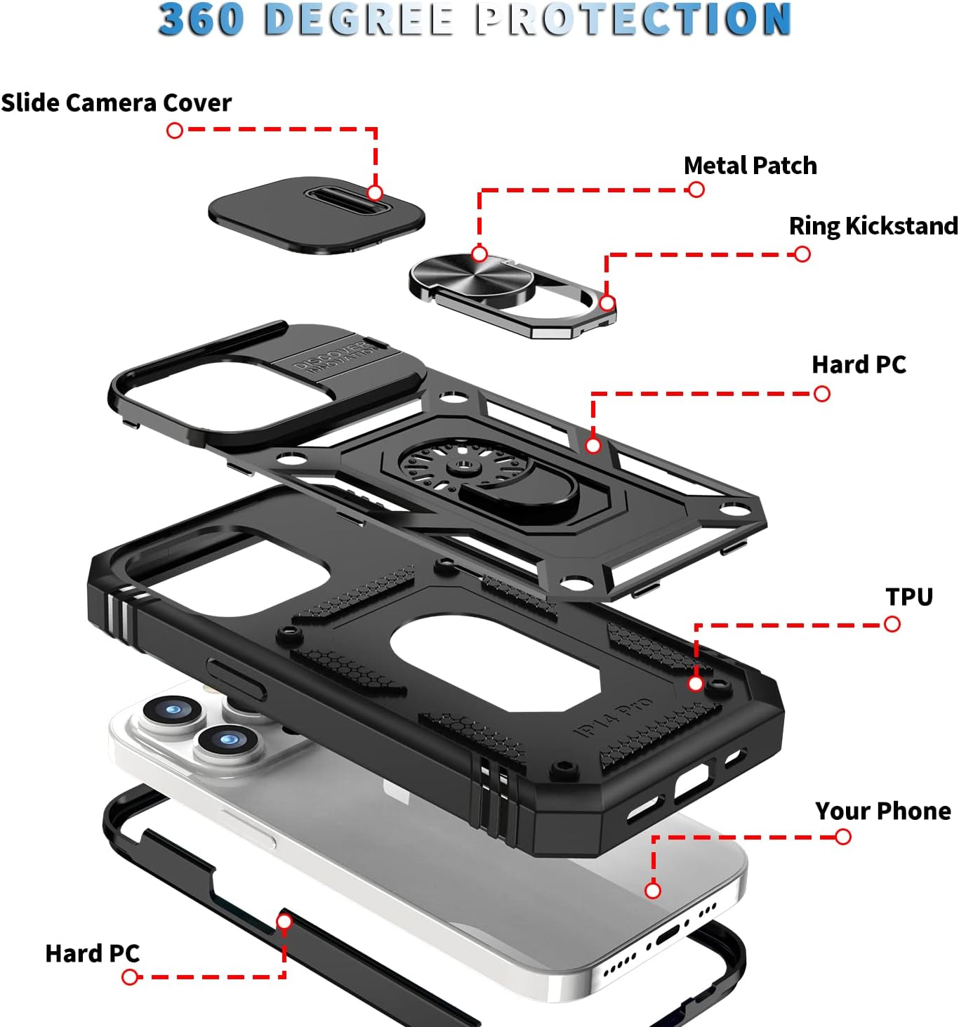 Hybrid Case Cover Metal Ring Lens Protects Kickstand Shockproof Armor  - ONXW114 2462-7