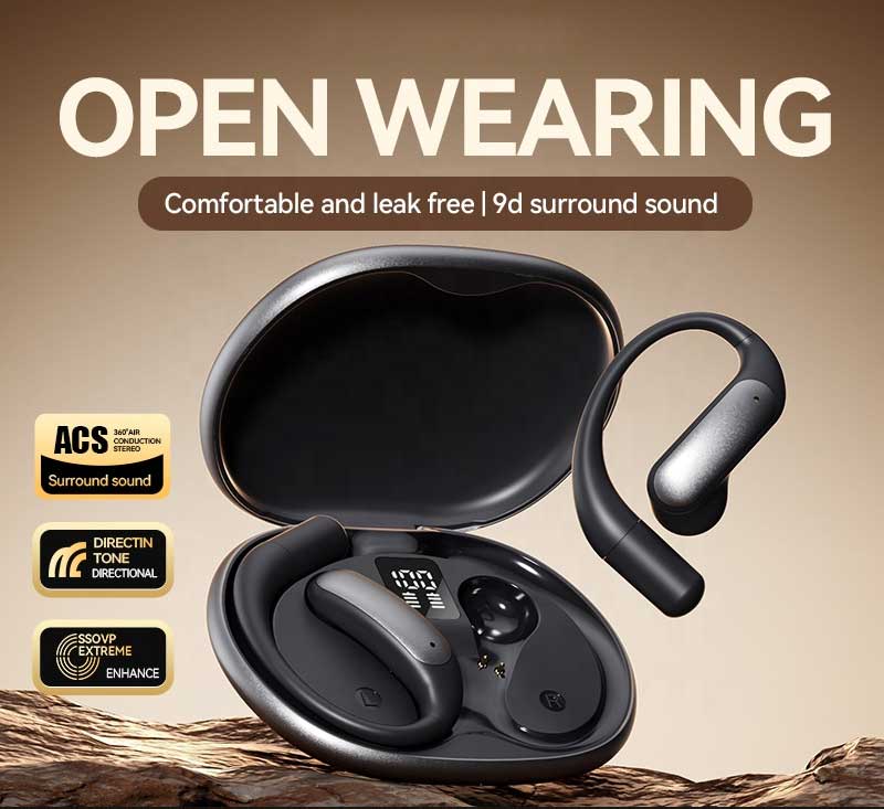 Wireless Ear-hook OWS Earphones  Bluetooth Earbuds Over the Ear Headphones True Stereo Charging Case Hands-free Mic   - ONF25 2331-6