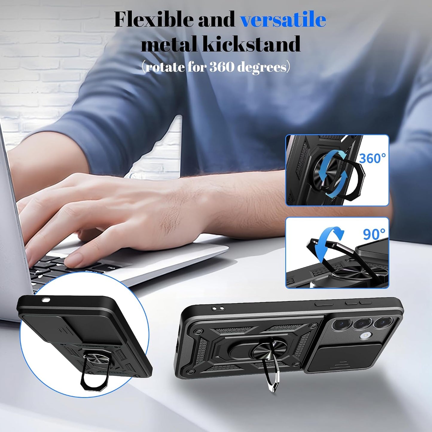 Hybrid Case Cover Metal Ring  Lens Protects  Kickstand Shockproof Armor  - ONXW35 2371-7