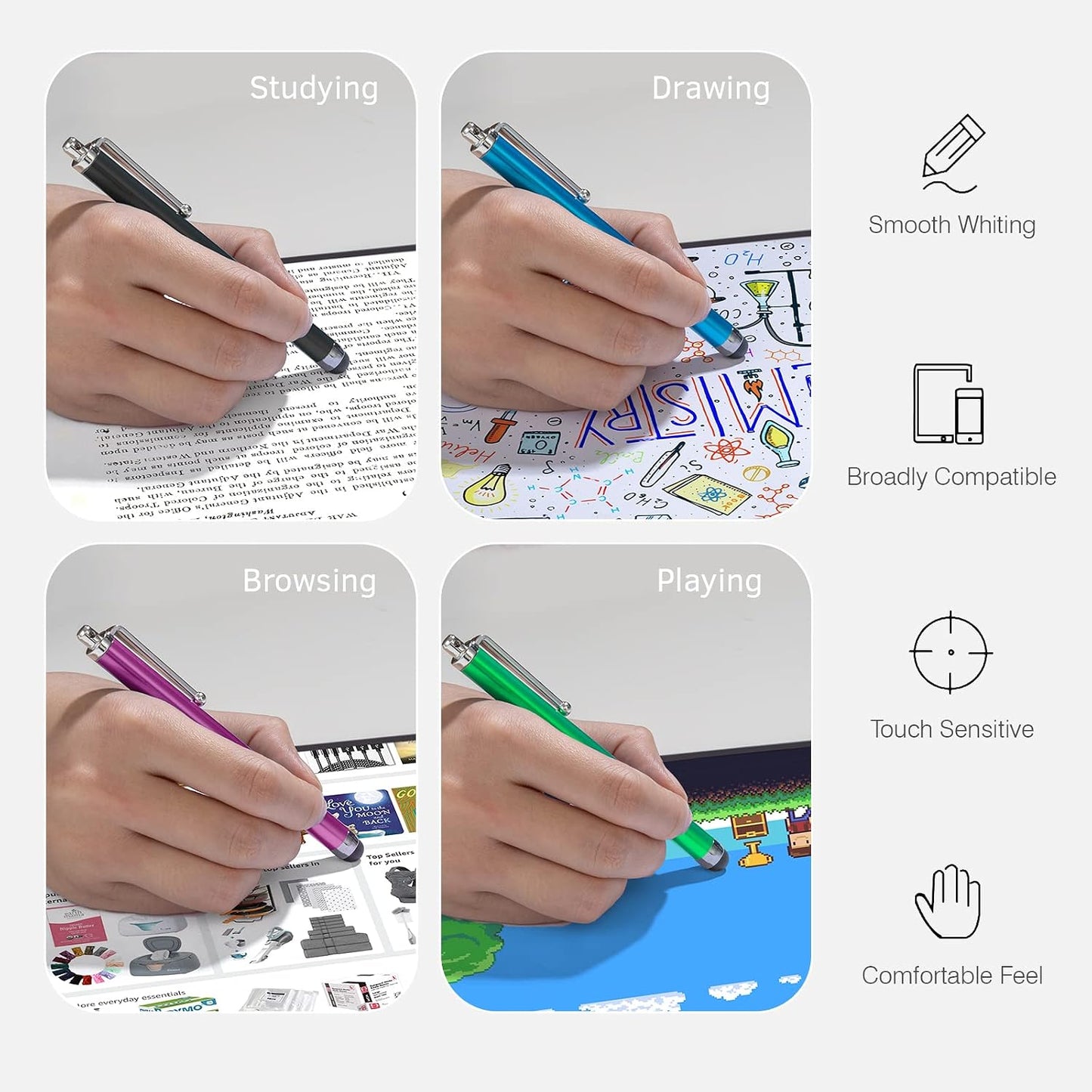 Colorful 10 Pack Stylus Touch Pen Compact Lightweight Rubber  - ONXW270 2631-5