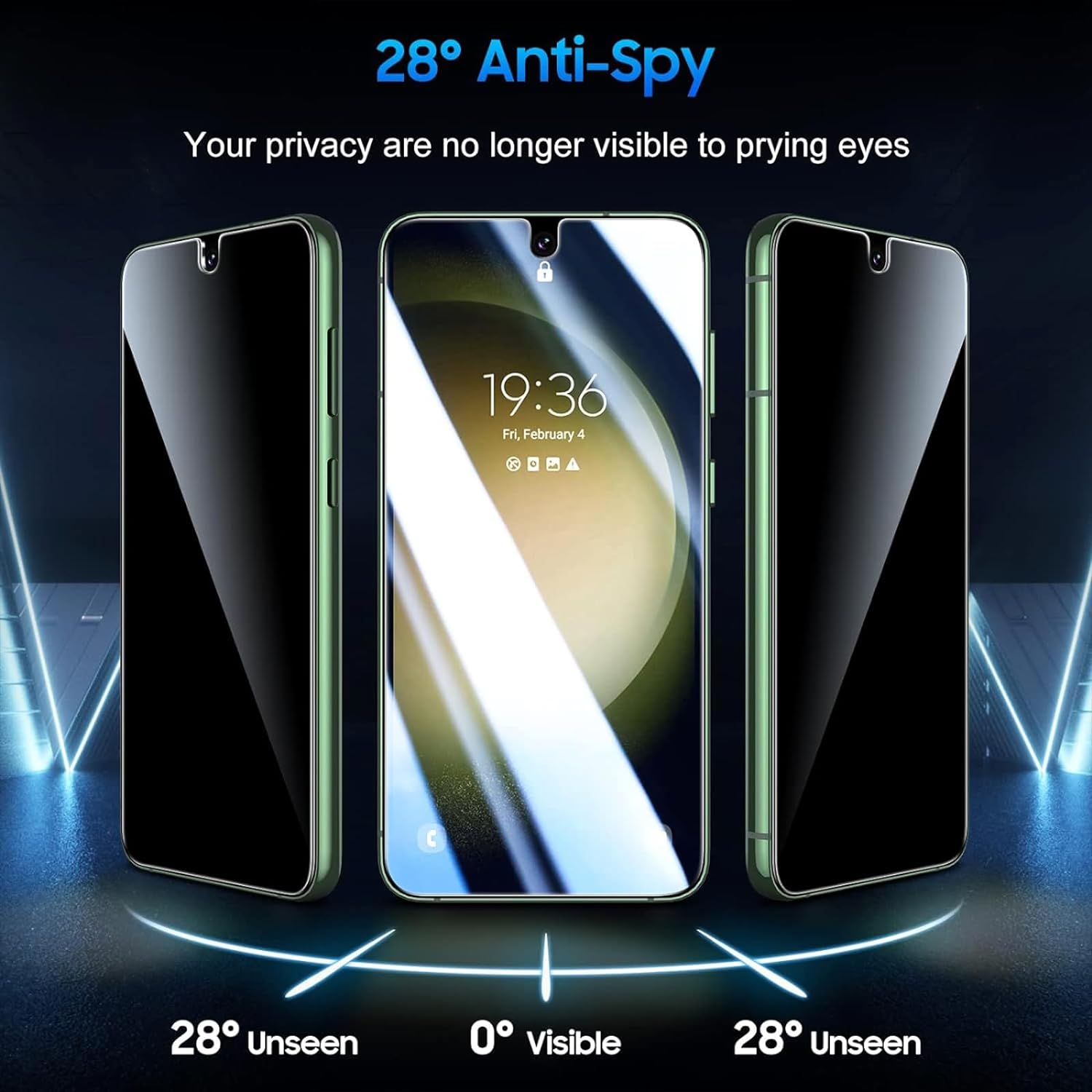 2 Pack Privacy Screen Protector TPU Film Fingerprint Works Anti-Spy Anti-Peep 3D Edge  - ON2SP32 2226-2
